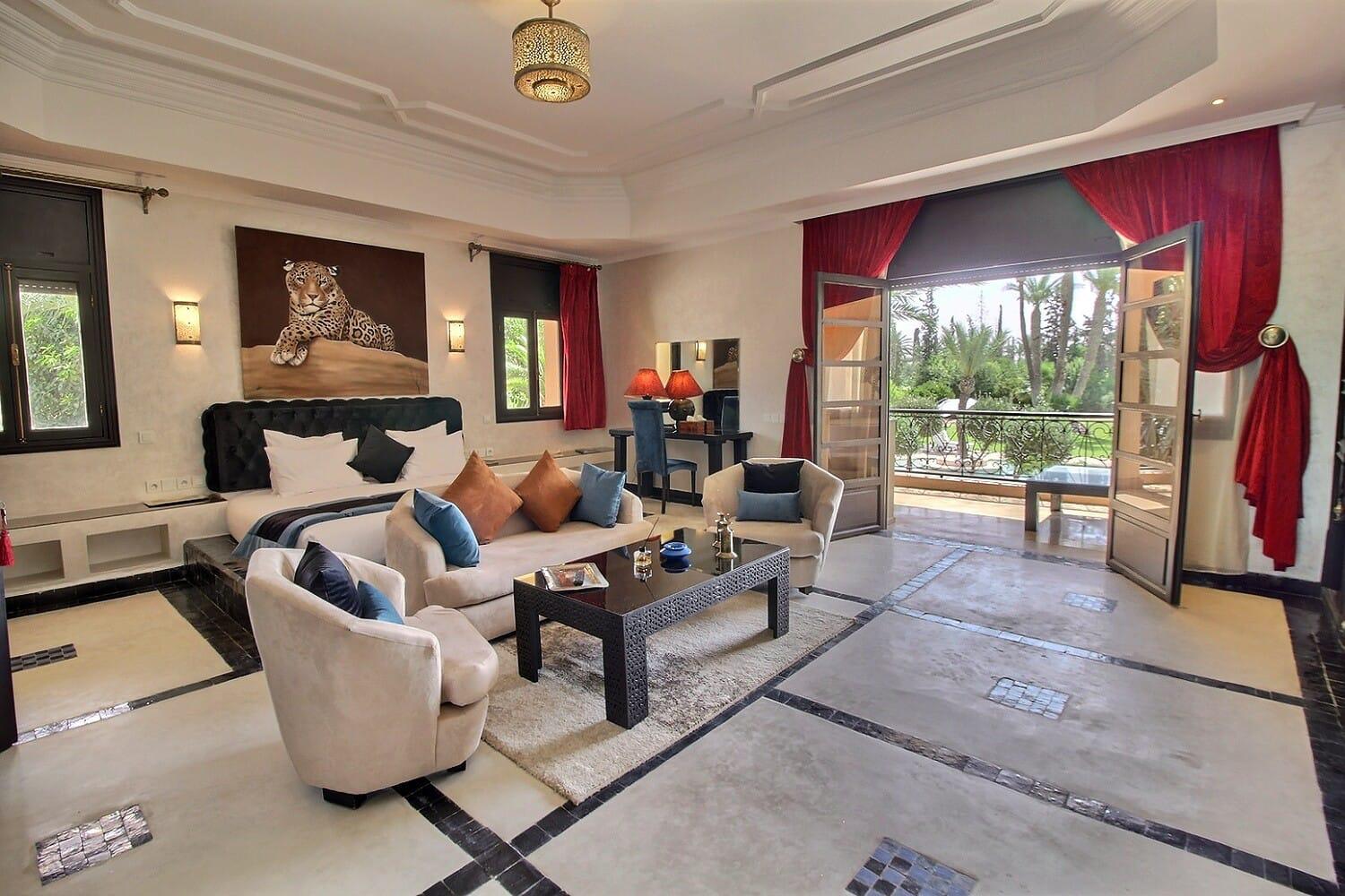 A suite of the palace opening onto its terrace